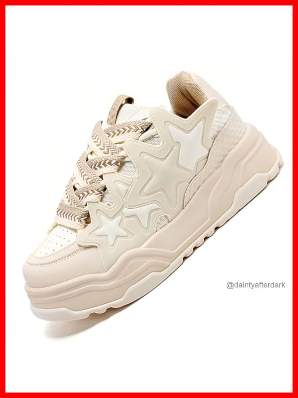 Chunky Platform Sneakers with Star Details Retro Walking Shoes Comfortable